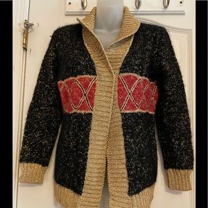 Vintage Saks Fifth Ave cardigan mohair and metallic sweater size medium